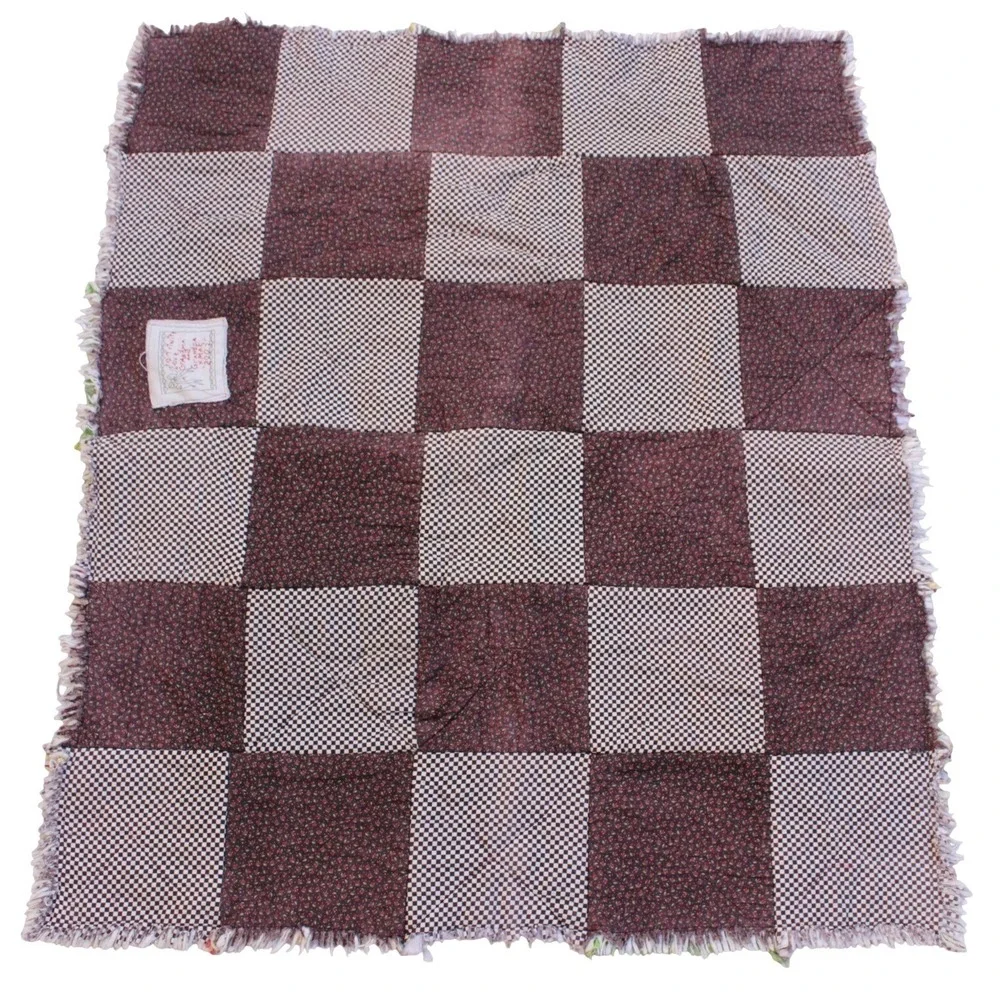 Cottage Core Denim Flannel Plaid's Rag Quilt,Granny Core Scrappy Rag Quilt 60x42
